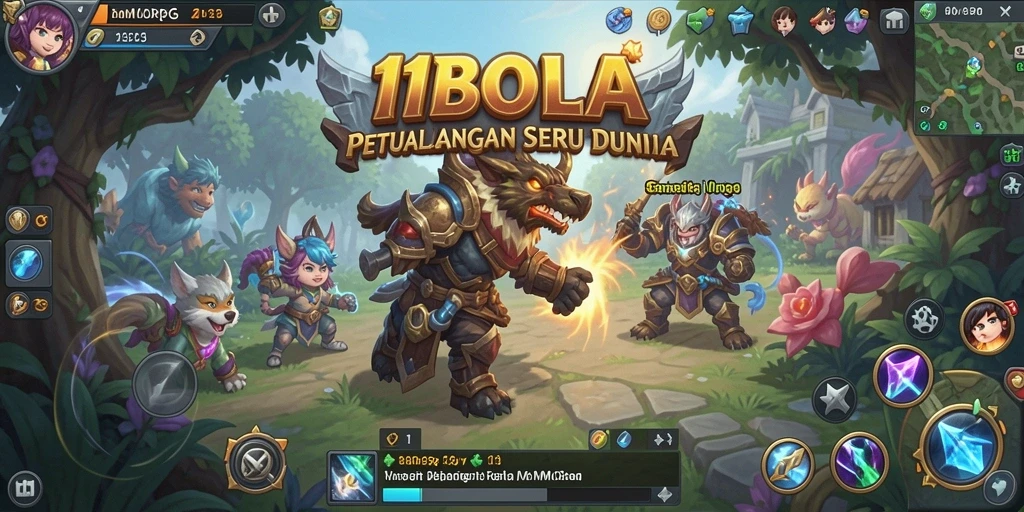 Screenshot utama 11BOLA menampilkan aksi pertempuran seru dalam dunia MMORPG.