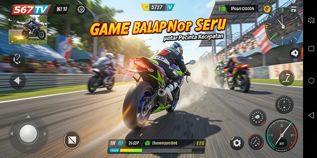 Gameplay mendebarkan balap motor di 567TV dengan grafik menakjubkan.