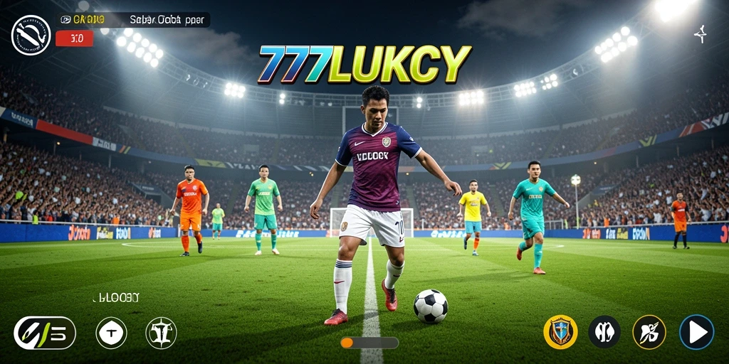 Screenshot gameplay 777LUKCY yang menampilkan aksi seru pertandingan sepak bola.