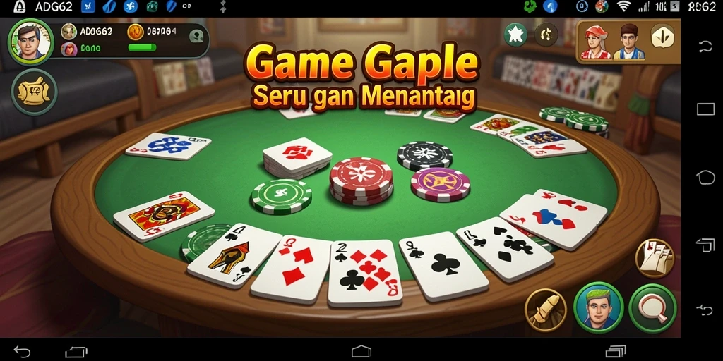Tampilan screenshot utama ADG62 menampilkan gameplay Gaple yang seru.