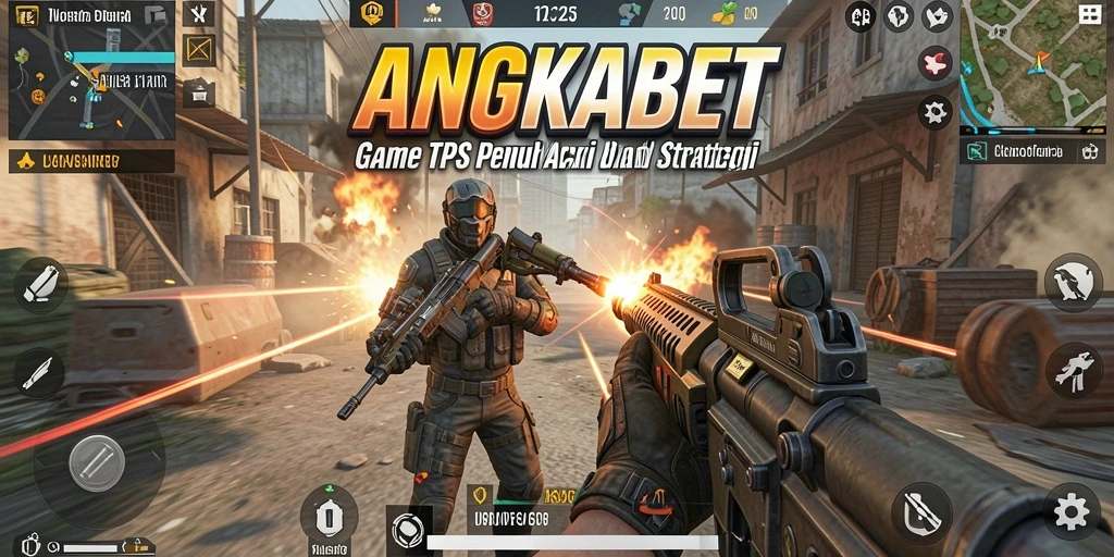 Tampilan gameplay seru dari ANGKABET dalam pertempuran TPS.