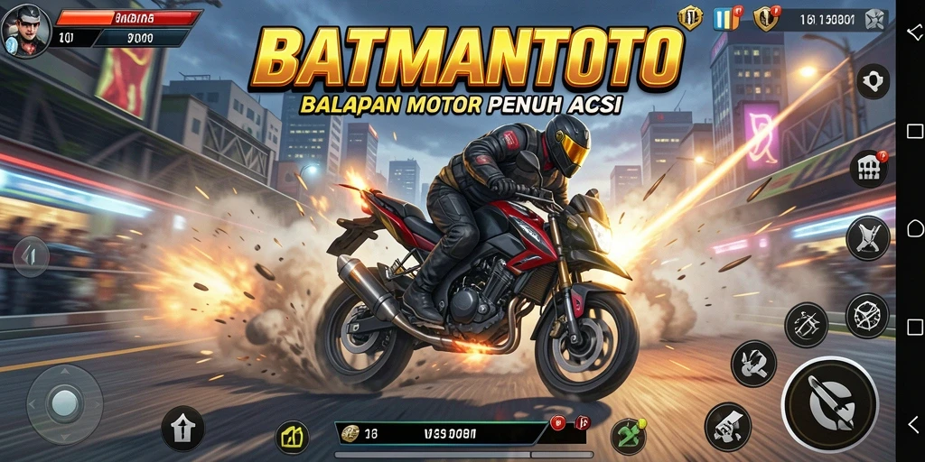 Tampilan gameplay mengesankan dari BATMANTOTO saat balapan motor.
