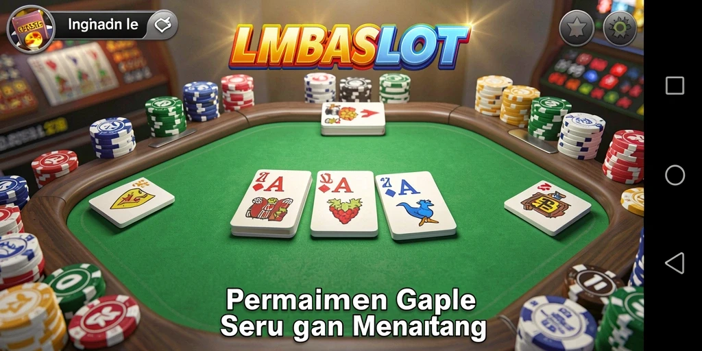 Screenshot gameplay LMBASLOT yang menarik dalam suasana Gaple.