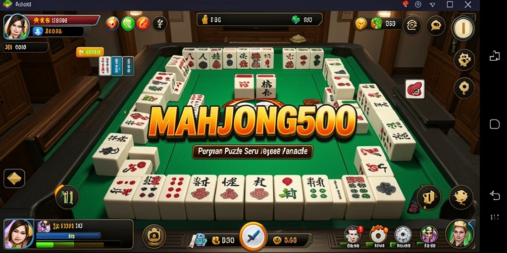 Tampilan gameplay seru dari MAHJONG500 di layar smartphone.