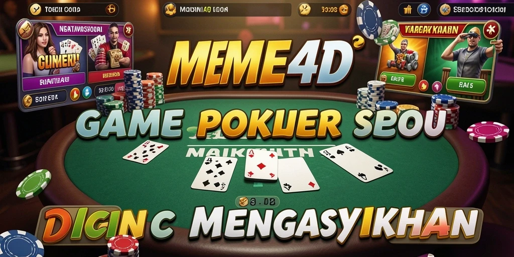 Screenshot utama MEME4D yang menunjukkan gameplay seru Poker.