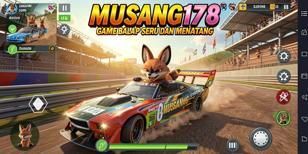 Tangkapan layar gameplay MUSANG178 menampilkan aksi balapan seru dan memukau.