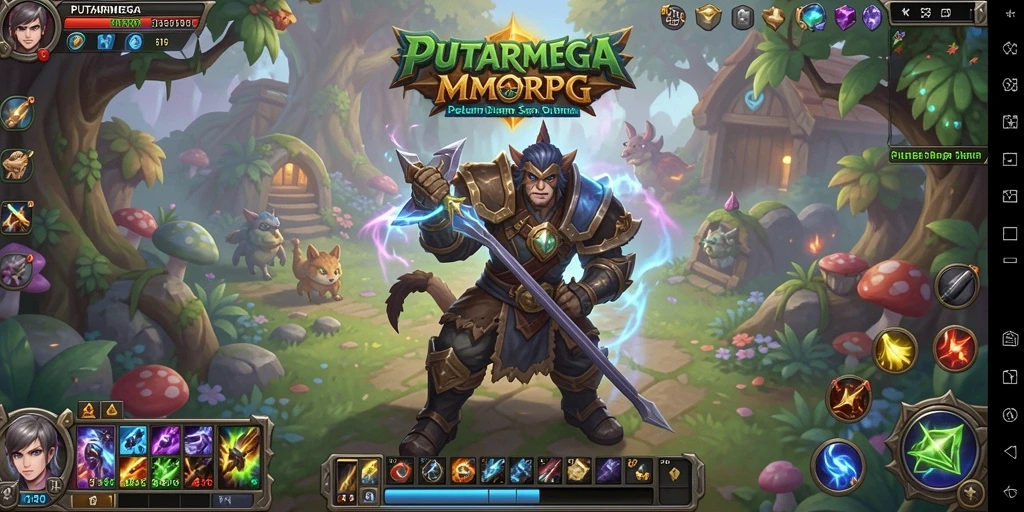 Screenshot utama PUTARMEGA menampilkan aksi seru dalam pertempuran MMORPG.