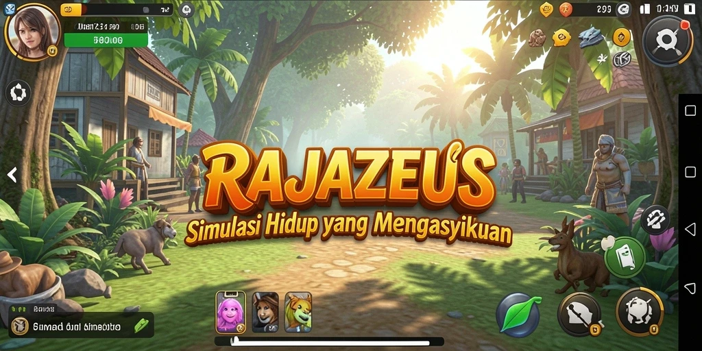 Tampilan gameplay yang menarik dalam RAJAZEUS, simulasikan kehidupan Anda!
