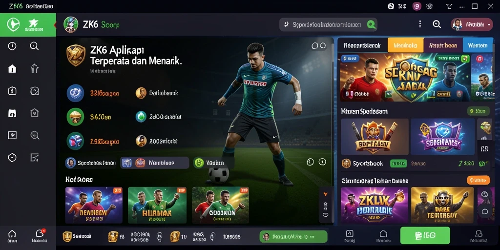 Tampilan gameplay ZK6 dengan berbagai pilihan taruhan olahraga.